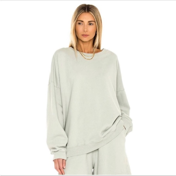 Sixthreeseven Tops - Sixthreeseven The Oversized Crew In Sage Green Long Sleeve 100% Cotton Size S